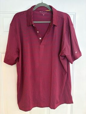 Michel Rouen Men’s Pink & Navy Striped Golf Polo